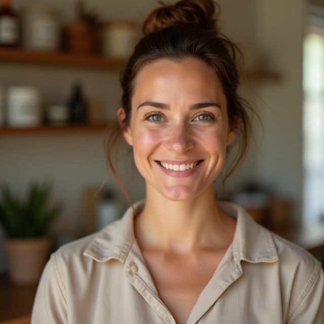 Portrait of founder Amélie Forrester in the studio