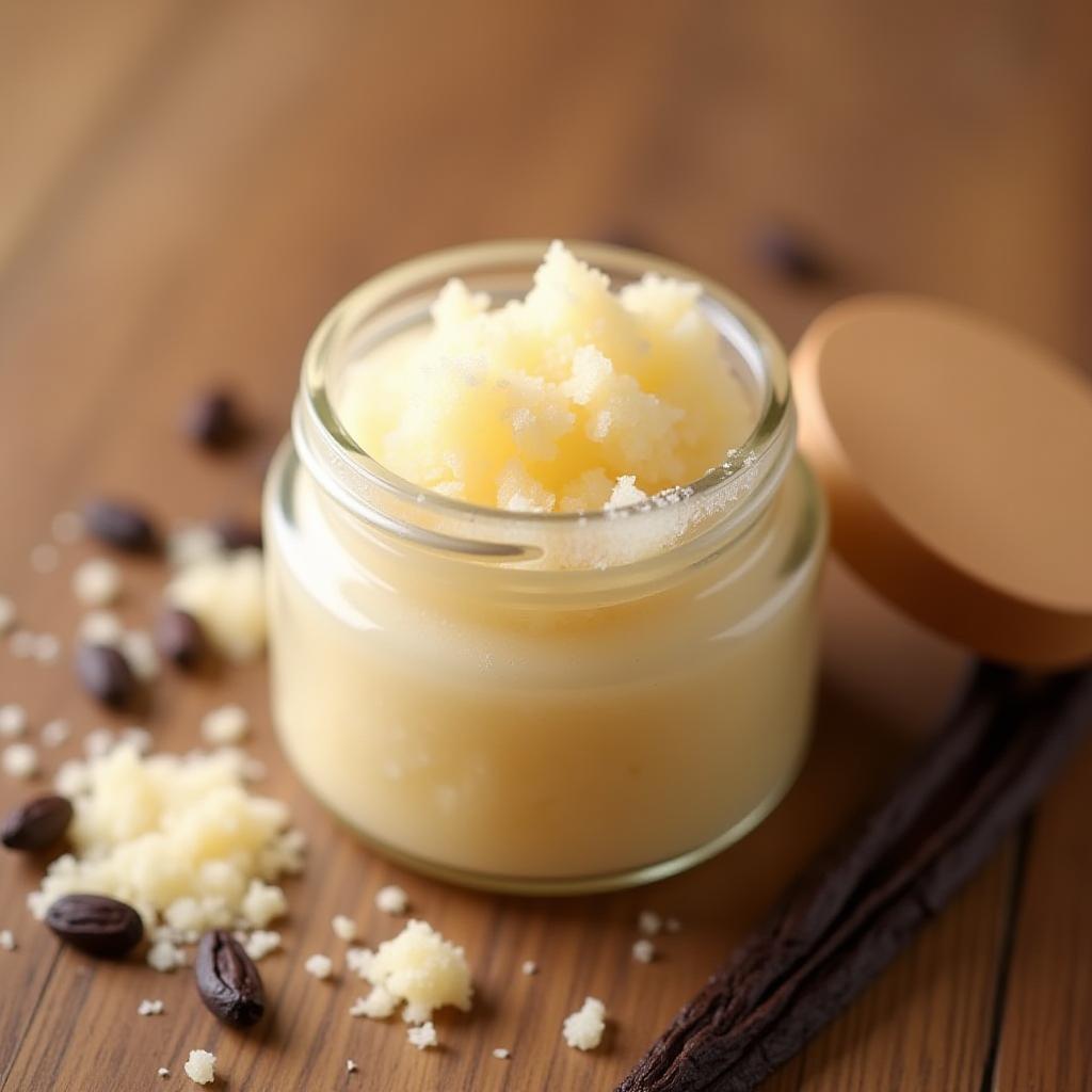 Vanilla Bean Sugar Scrub in reusable jar